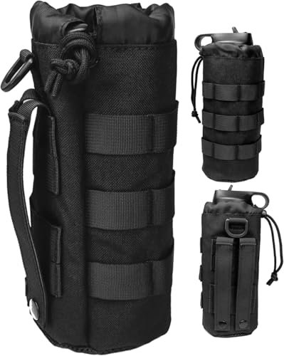 Porte Gourde Velo, Porte Gourde Sac à Dos Plein air Tactique Bouteille d'eau Poche Militaire Porte-Bidons avec Poche en Filet et Fermeture à Cordon, pour Buggy Fauteuils Roulants Vélos d'enfants Pouss