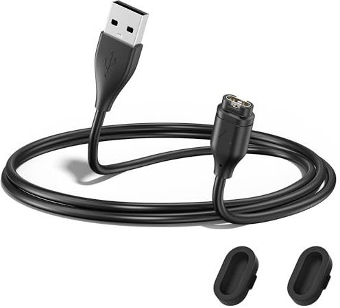 Oumida Cargador para Garmin Venu 3 / Venu 3S / Venu/Venu Sq/Venu Sq 2/Sq Music/Venu 2 / Venu 2S / Venu 2 Plus, USB Cable de Carga Rápida de 50cm, Con 2 Tapones Antipolvo de Silicona