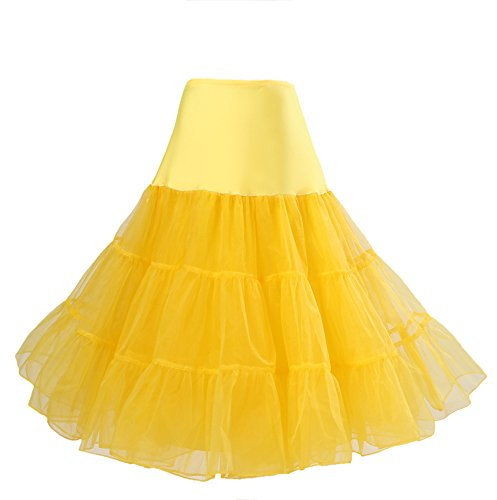 Boolavard® 50er Jahre Retro Reifrock Petticoat für Wedding & Bridal in Gelb (XS-M)