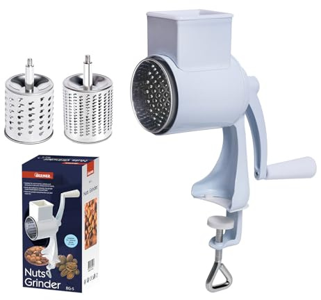 KIXZSAZ Smerigliatrice per dadi in acciaio addensato per una macinatura più saporita Trituratore per formaggio con smerigliatrice per arachidi multifunzione a rullo in ABS, Doppia lama bianca