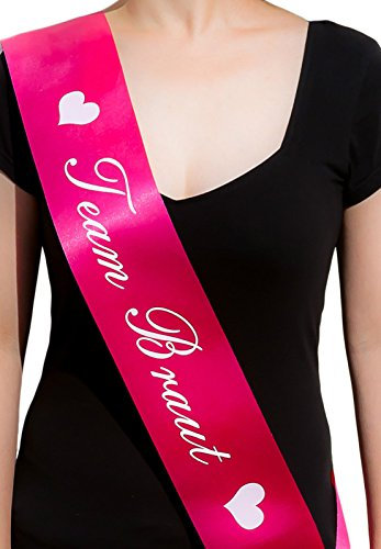 Oblique Unique® Team Braut Schärpe in Pink mit weißer Aufschrift - Perfekt für den Junggesellinnenabschied