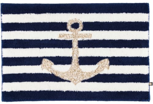 Rhomtuft Badteppiche Anker royal-Weiss-Weiss-Gold Lurex - 1368