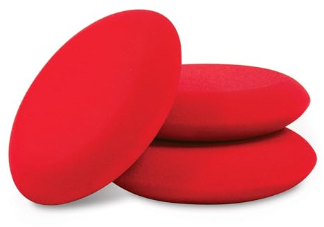 Griot's Garage Hand Wax Applicators, Foam Car Detailing Pads for Smooth Application of Waxes, Polishes, Dressing, Protectants, and More, Machine-Washable and Reusable, Red, Set of 3