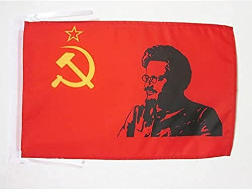 BANDIERA URSS CON TROTSKY 45x30cm - BANDIERINA COMUNISTA - TROTSKISMO 30 x 45 cm cordicelle - AZ FLAG