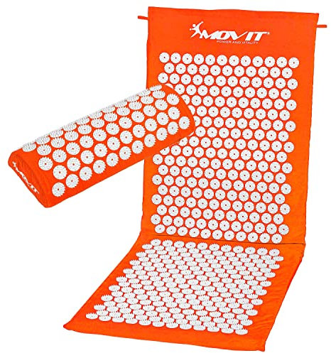 MOVIT® Akupressurmatte, Modell »ZHIYA« (130x50x2,5cm) inkl. Kissen, schadstoffgeprüft, Bezug 100% Baumwolle, orange, Massagematte
