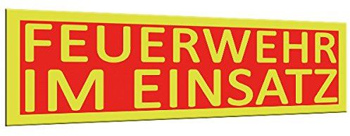 Feuerwehr im Einsatz | Magnetschild XL 30x10cm | Signalfarben | Einsatzschild | Einsatz-Magnetschild | KFZ Auto | Magnetschilder Feuerwehr-Auto | gelb rot Signalfarben| Einsatzschild |
