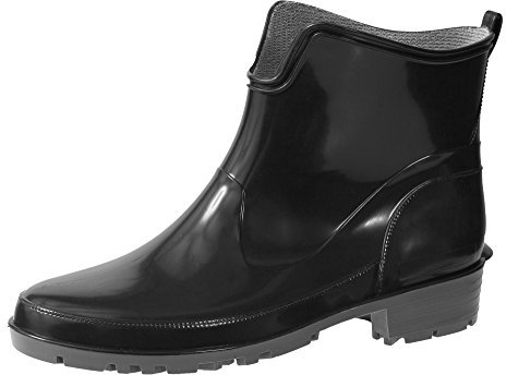 Ladeheid Stivaletti Donna in Gomma PVC Stivaletti Impermeabili da Donna Stivali Corti Eleganti in Gomma per la Pioggia per la Primavera e l'Autunno LA-930 (Nero/Nero 36 EU)