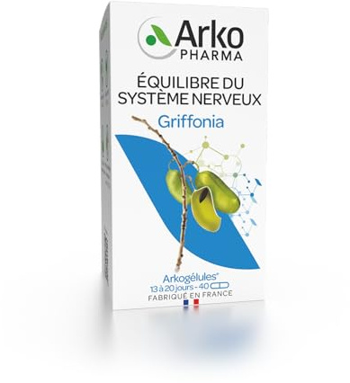 Arkopharma - Arkogélules® Griffonia - Facilite la synthèse de sérotonine - Fonctionnement du système nerveux - Baisse de moral et périodes de stress - 40 gélules
