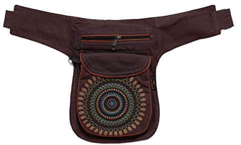 Kunst und Magie Bauchtasche Mandala-Print Gürteltasche Festivaltasche, Farbe:Braun