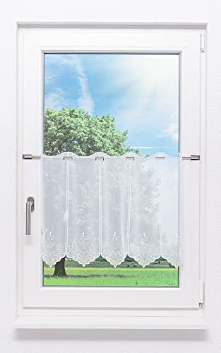 LYSEL Scheibengardine Blume mit Glitzerstein (Bx H) 256cm * 45cm grün/Mehrfarbig