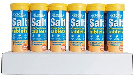 VICTORY ENDURANCE Salt Effervescent Tabs 15 comprimidos por tubo, con 5 electrolitos y 3 vitaminas ,Fácil disolución y sabor agradable, Apto para veganos, sin gluten, sin lactosa, 15 Unidad