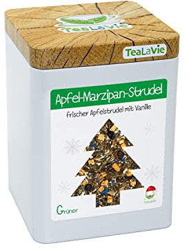 TEALAVIE - Wintertee - Apfel-Marzipan-Strudel | frischer Apfelstrudel mit Vanille | 100g Dose loser Grüner Tee