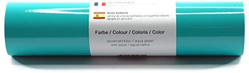 Selbstklebende Plotterfolie Vinylfolie 21 cm x 3 m glänzend 39 Farben zur Auswahl, Farbe:176 Aquamarinblau