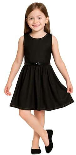 A2Z 4 Kids Girls Plain Skater Dress Party Fashion Summer - New Skater Sleeveless Denim Black 13