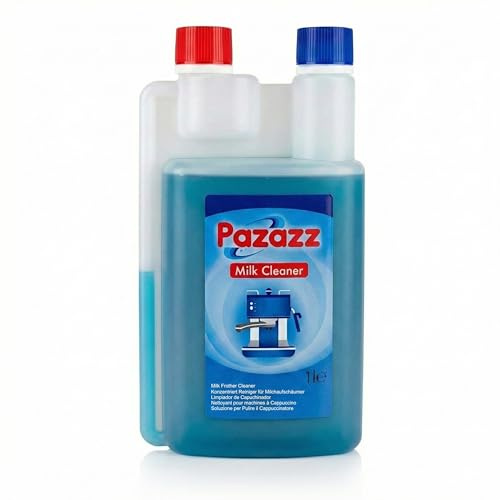 PAZAZZ Milk Frother Cleaner – Liquid Detergent for Coffee & Espresso Machines – Removes Milk Residue from Steam Wands, Automatic Frothers & More – Home & Commercial Use – 1000ml – Pack of 6
