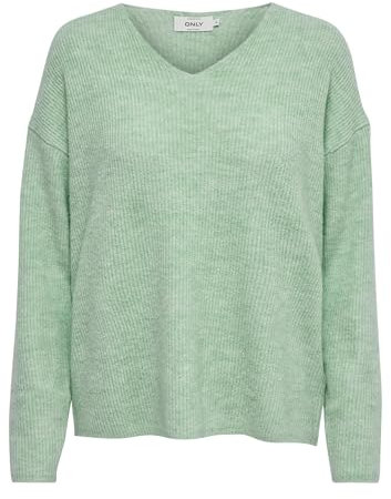 ONLY Damen ONLCAMILLA V-Neck L/S Strickpullover KNT 15204588, Ether/Detail:Melange,XS