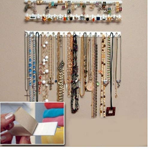 Oulensy Adhesive Jewellery Hanger (9 Pcs) - Wall Hook Self Adhesive Hooks Jewellery Hanger - Jewellery Storage Holder for Necklace, Ring and Earring