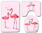 CNNINHAO rutschfeste 3 Teilig Badteppich Set, Badezimmer Teppich U-förmigen Contour Matte und WC Vorleger Badematte Soft Waschbar Badvorleger (50 x 80cm,Flamingo)
