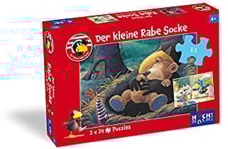 HUCH! Der kleine Rabe Socke Kinderpuzzle, 2 Puzzles á 24 Teile, Der kleine Rabe Socke Puzzles
