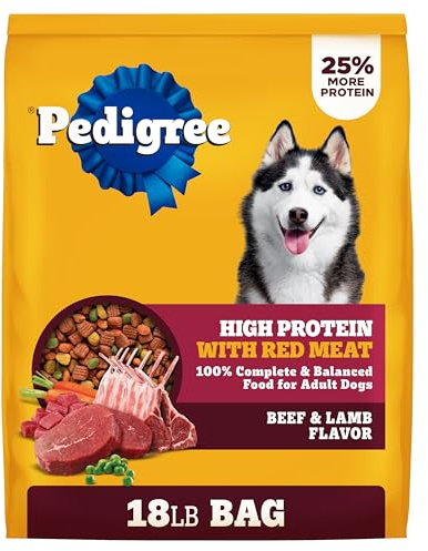 Pedigree Dry Dog Food for Adult Dogs, High Protein, Beef and Lamb Flavor, 18 lb. Bag