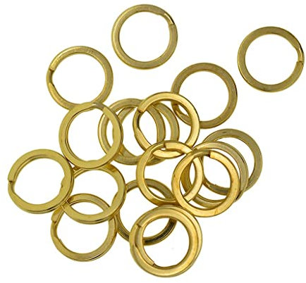 MagiDeal 15 mm DIY Leather Handmade Flat Split Solid Brass Key Rings Loop Findings Connector Pack of 20 Pcs