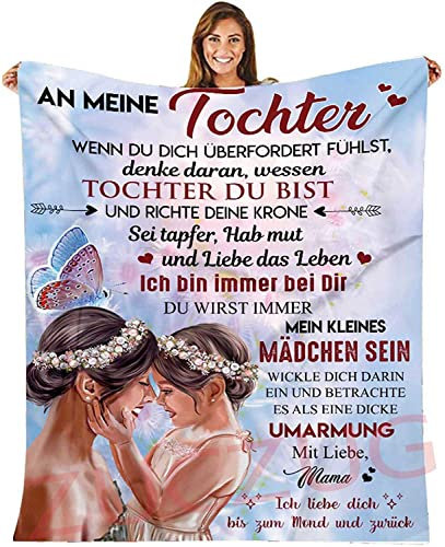ZUCZUG Kuscheldecke Flauschige Geschenke An Meine Tochter, Personalisierte Deutsche Briefdecke Mutter für Töchter Positiv Ermutigen Decke, Super Weiche Decke Flanell Wohndecke