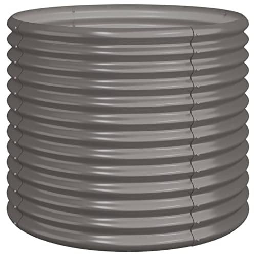 vidaXL Jardinière de Jardin Pot à Fleurs Boîte à Plantes Lit Surélevé Patio Terrasse Extérieur Acier Enduit de Poudre 80x80x68 cm Gris