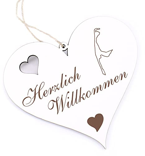 Herzlich Willkommen Schild - Insel Sylt - Deko Herz Holz Willkommensschild Türschild Dekoschild Türdeko