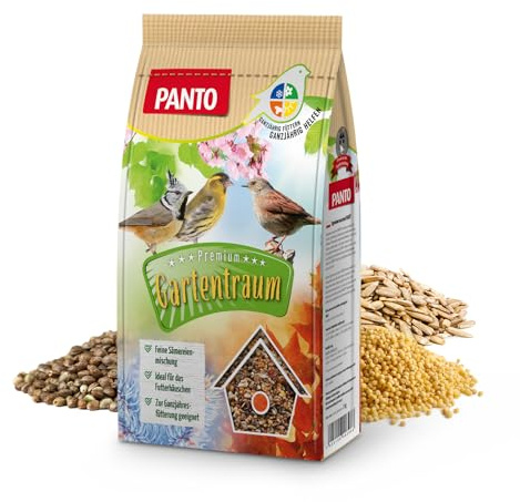 PANTO Gartentraum Sämereienmischung 1 kg – Wildvogelfutter ganzjährig | Bunte Sämereienmischung für Futterhäuschen & Futterspender – abwechslungsreiche Wildvogel-Mischung ganzjährig