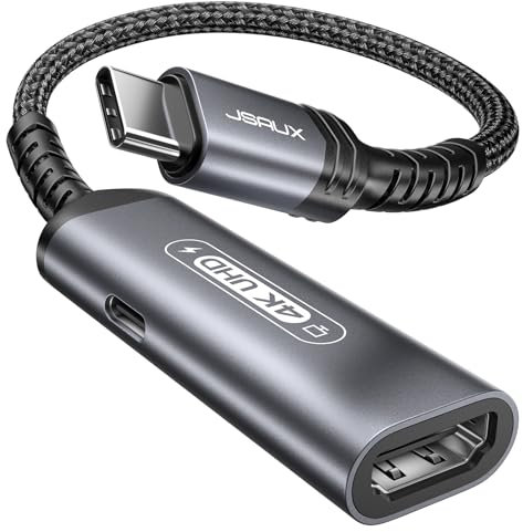 JSAUX USB C auf HDMI Adapter mit Ladegerät 4K@60Hz, for Thunderbolt 3 auf HDMI 2.0 Adapter, kompatibel mit iPhone 16/16 Plus/16 Pro Max, MacBook Air, iPad, iMac, Galaxy, ROG Ally
