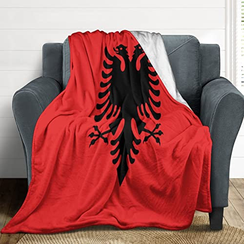 Albanien Flanell-Bettdecke, Albanien-Flagge, weich, warm, flauschig, Plüsch-Überwurf, Decke für Sofa, Stuhl, Wohnzimmer, Schlafzimmer, Büro, Reisen, 152,4 x 203,2 cm