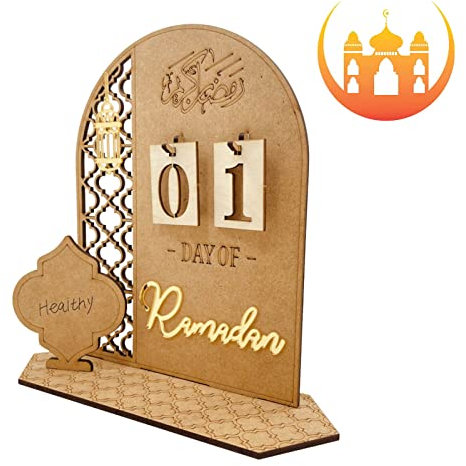 pologmase Eid Mubaraks Kalender, Ramadans Kalender, Ramadans Dekorationen Countdown Kalender für Zuhause, Eid Mubaraks Countdown Kalender Aus Holz Für Ramadans Geschenke