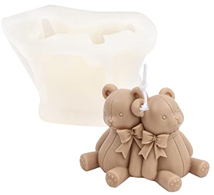 JS MOLD 3D Bär Silikonform Kerzen Gießen Formen Bär Aromatherapie Kerze Silikonform Kerzenformen zum Gießen Kerzen Form Silikon für Handgefertigte Seife, Duftkerzen, Handwerk Ornamente (C)