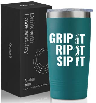 Onebttl Golf Gifts for Men, Funny Golf Gifts 20oz Stainless Steel Tumbler, Golf Gag Gifts for Men, Fathers Day Golf Gifts for Dad, Birthday Gifts, Gifts for Golf Lovers - Grip It Rip It Sip It