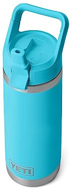 YETI Rambler 530 ml Flasche, vakuumisoliert, Edelstahl mit Strohhalmkappe, Riffblau