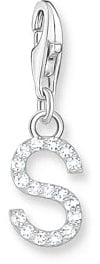 THOMAS SABO Charm-Anhänger Buchstabe S mit weißen Steinen Silber 925 Sterlingsilber