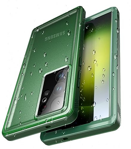 Cozycase Coque Vert pour Samsung Galaxy S23 Ultra Étanche Antichoc - 360 degre Militaire Rigide Intégrale/Bumper/Housse/IP68 Waterproof/Imperméable/Eau/Etui S 23 Ultra Case Vert