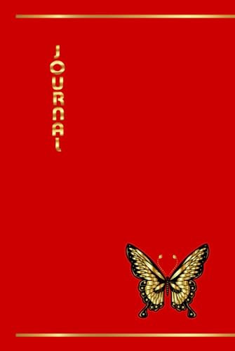 JOURNAL PAPILLON 2: Perpetual Large Notebook 17,78 cm x 25,4 cm, 224 pages, 25 lignes per page 7 mm wide, Red, Rouge, Rojo, Rosso, Rot