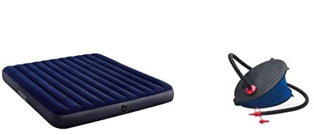 Intex Matelas Gonflable Classic Downy - 2 pers XXL & 69611 - Gonfleur À Pied 0.8 Litre