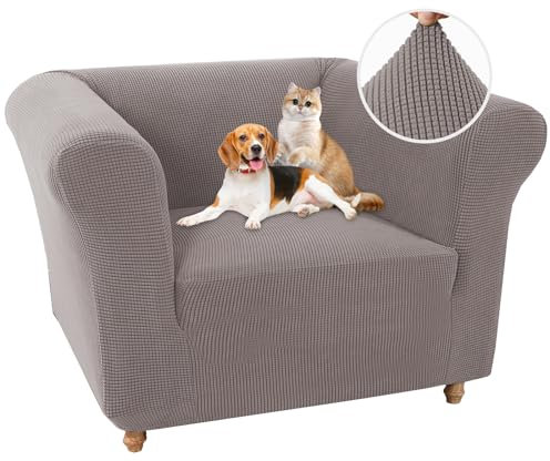 NOPEXTO Stretch Chesterfield Sofabezug 1 Stück Sofahusse Mit Armlehne Jacquard Sofa Überwürfe rutschfest Sofa Überzug Waschbare Sofabezug (1 Sitzer,Taupe)