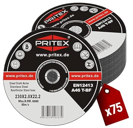 PRITEX Trennscheiben Metall 230x2.0 mm, gerade Inox Flexscheiben, 75 Stk.