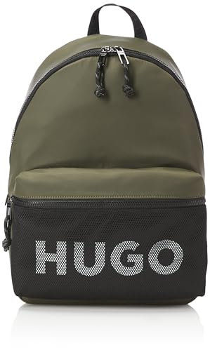 HUGO Herren Mesh Logo Backpack Rucksack, Spinatgrün, Einheitsgröße