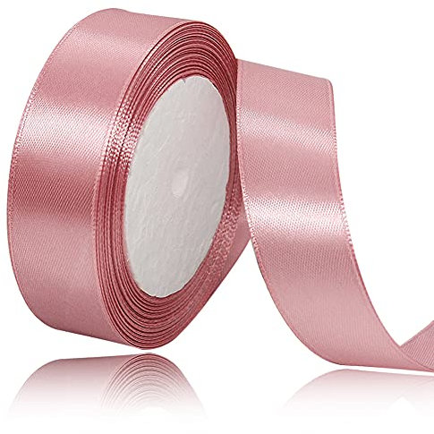 Nastro di raso oro rosa, larghezza 25 mm, 22 metri, nastro per confezioni regalo, fai da te, bouquet, progetti di cucito, creazione di fiocchi, decorazioni di compleanno e matrimonio