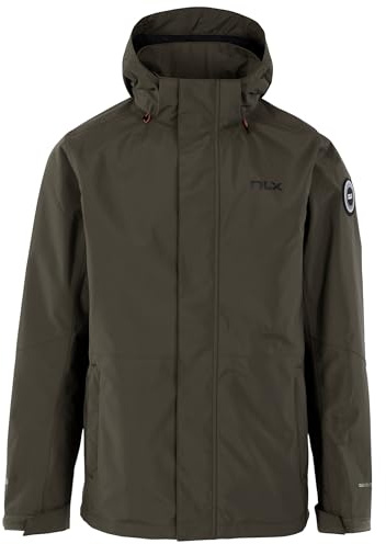DLX Wasserdichte Herrenjacke, mit Kapuze, Reißverschlusstaschen und Nähten, Cyril, Dark Vine, L