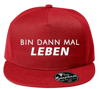 DELUNO Bin dann mal Leben Baumwolle Baseball Cap Basecap Unisex Kappen Sport Reisen Style - Baseballkappe Kappe Mütze Rot (Cap-529-Rot)