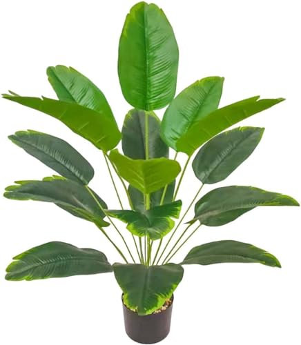 Heflashor Grande pianta di banana artificiale, alta 82 cm, 18 foglie in vaso, pianta artificiale alta per interni, piante finte tropicali verdi hawaiane per camera da letto, giardino, festa di nozze