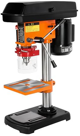 ZYJIX 12-Speed 220V Orange Bench Drill Press, Dual Laser Positioning, Adjustable Drilling Angle, 3-16mm Chuck, 60mm Depth, 750W Power, 12 Speeds, Drill Press