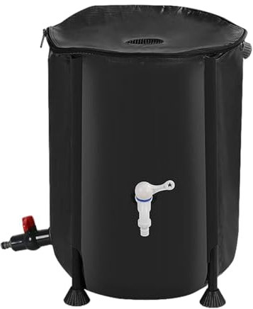 Regenfass Mit Hahn 200 Liter | Regenwasserspeicher 200l | Schwarzregentonne Mit Hahn 200l | Schwarz Regentonne Mit Wasserhahn Und Zubehör | Regenwassertank Oberirdisch |