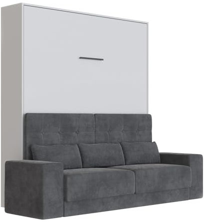 SMARTBett Schrankbett M1 180x200 Vertikal Hellgrau inkl.Anthrazit Sofa