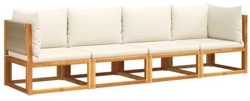vidaXL 4-TLG. Gartensofa-Set mit Kissen Holz Akazie & Seil